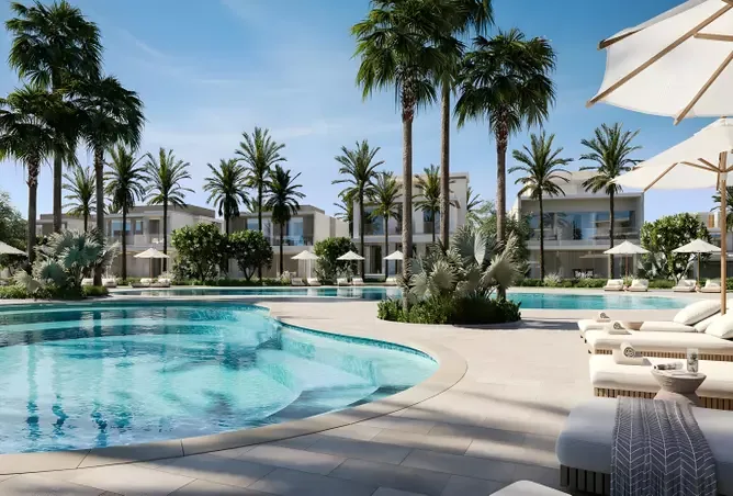 Bay Estate community pool and lounge area