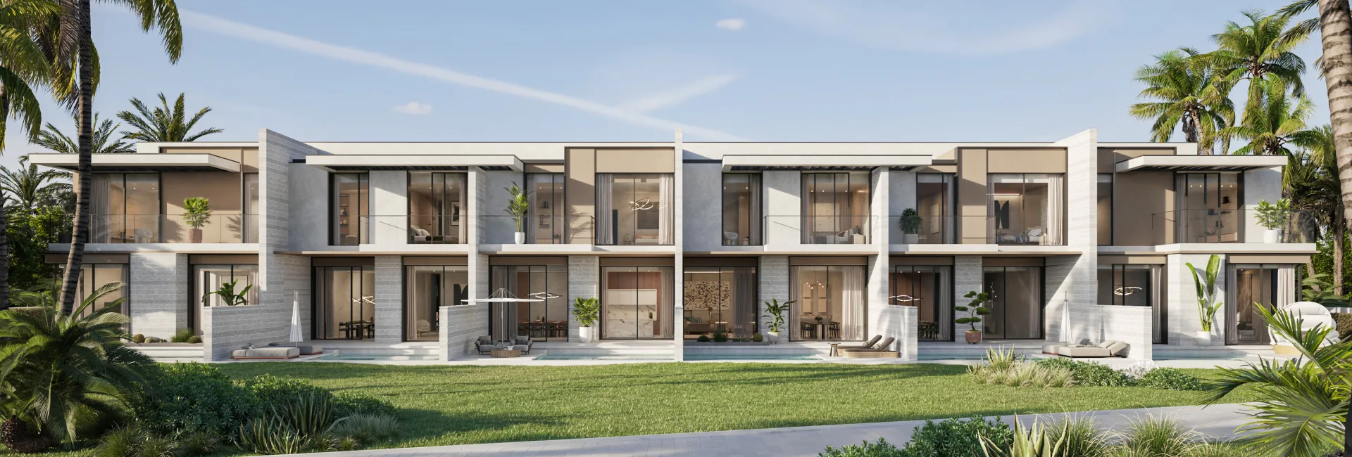 Row of 3-bedroom townhouses at Bay Estate, Dubai Islands